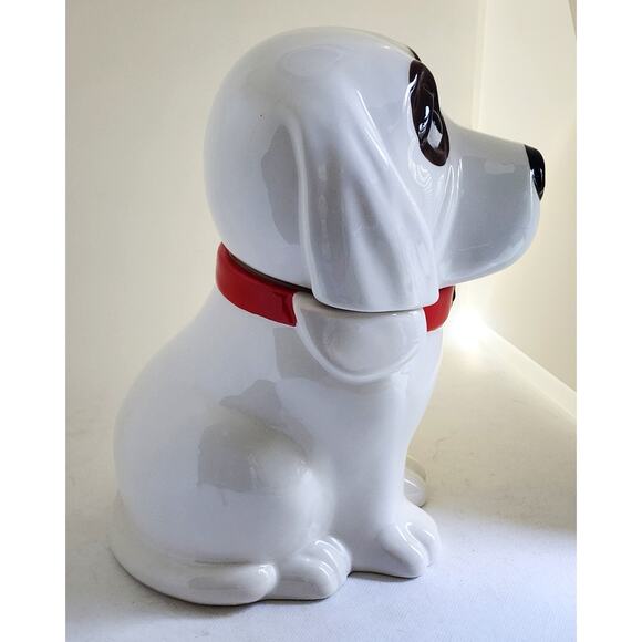COOKIE/TREAT JAR/Basset Hound-White-Red Collar (Not Pioneer Woman)-10" Tall - Picture 3 of 16